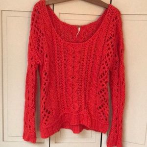 Free People Red Cable Knit Sweater Size Medium